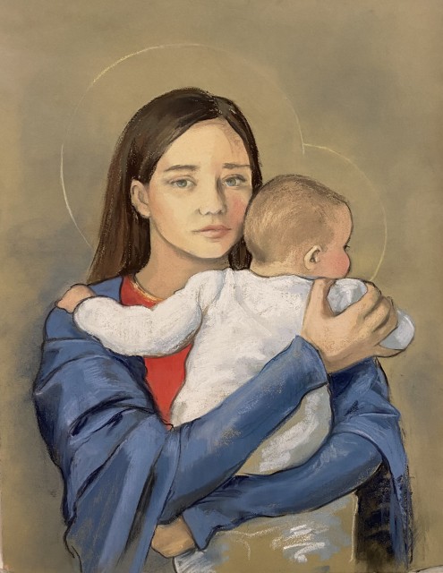 Carte de Noël – Clara Borges, Marie et l'Enfant